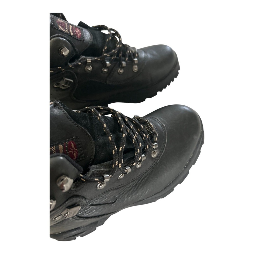 Nike Black Leather Lace-Up Ankle Boots with Tan Trim - Picture 7 of 10